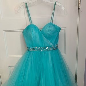 Rhinestoned Blue Dress